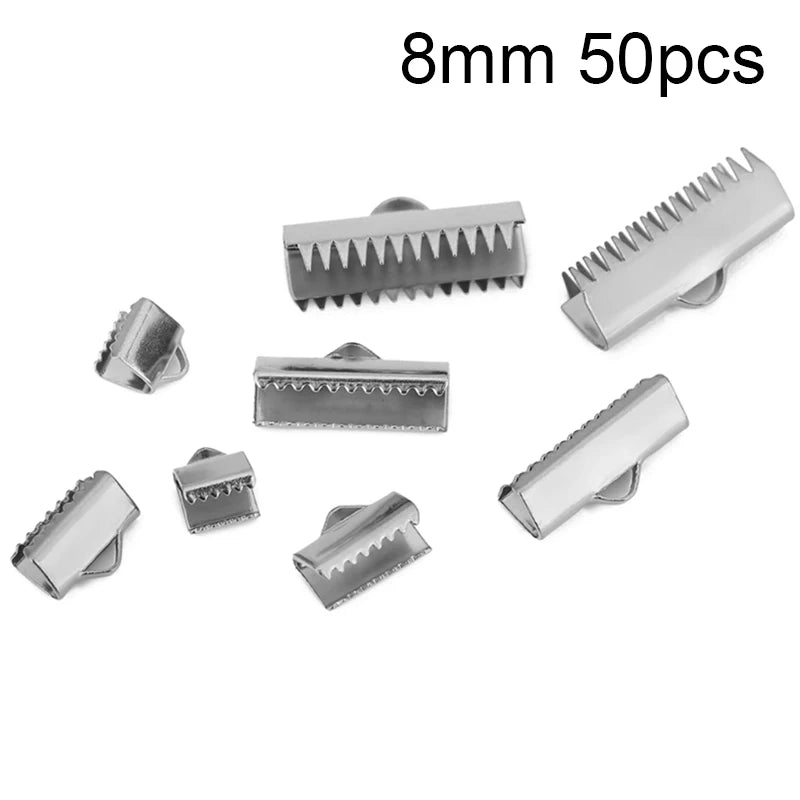 20 50 pcs PVD Never Fade Stainless Steel End Clasps Fastener Caps Connectors Clasps For Flat Leather Cord Diy Jewelry Making