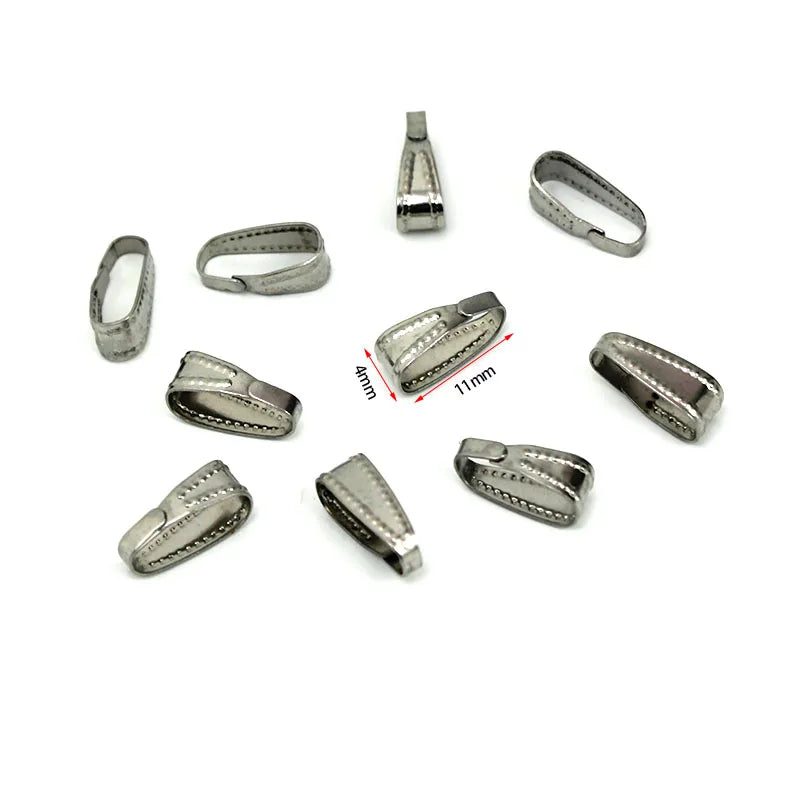 50pcs/Lot Stainless Steel Pendant Pinch Clip Bail Clasps Melon Seeds Clasp For Necklace Hooks Clip Connectors DIY Jewelry Making