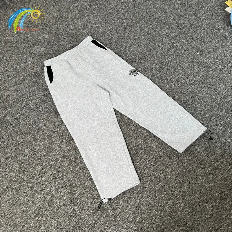 Men Women Unisex Casual Fashion Classic Logo Embroidery Mertra Sweatpants Best Quality Cotton Jogger Drawstring Gray Pants