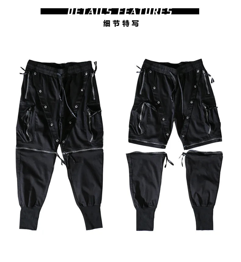 Owen Seak Men's Cargo Pants Multi-Pockets Jogger Tactical Drawstring Elastic Waist Outdoor Casual Calf-Length Black Pants