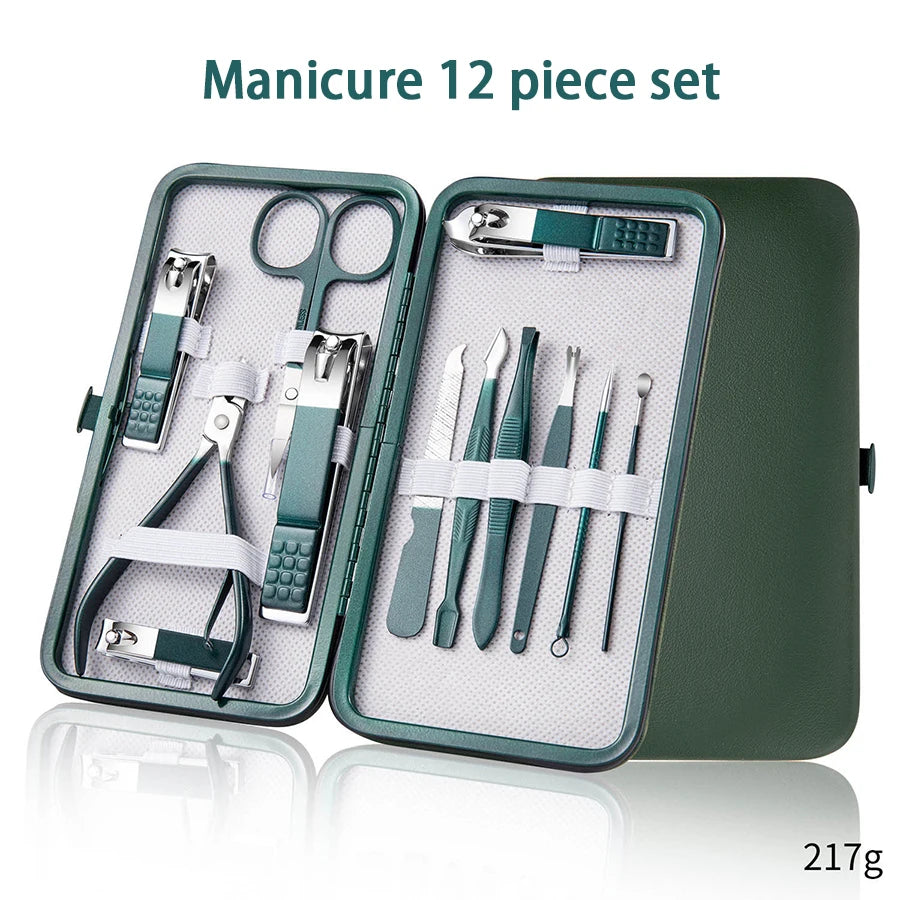 Professional 7-18 Piece Nail Care Kit Stainless Steel Manicure & Pedicure Set with Travel Case for On-the-Go Grooming