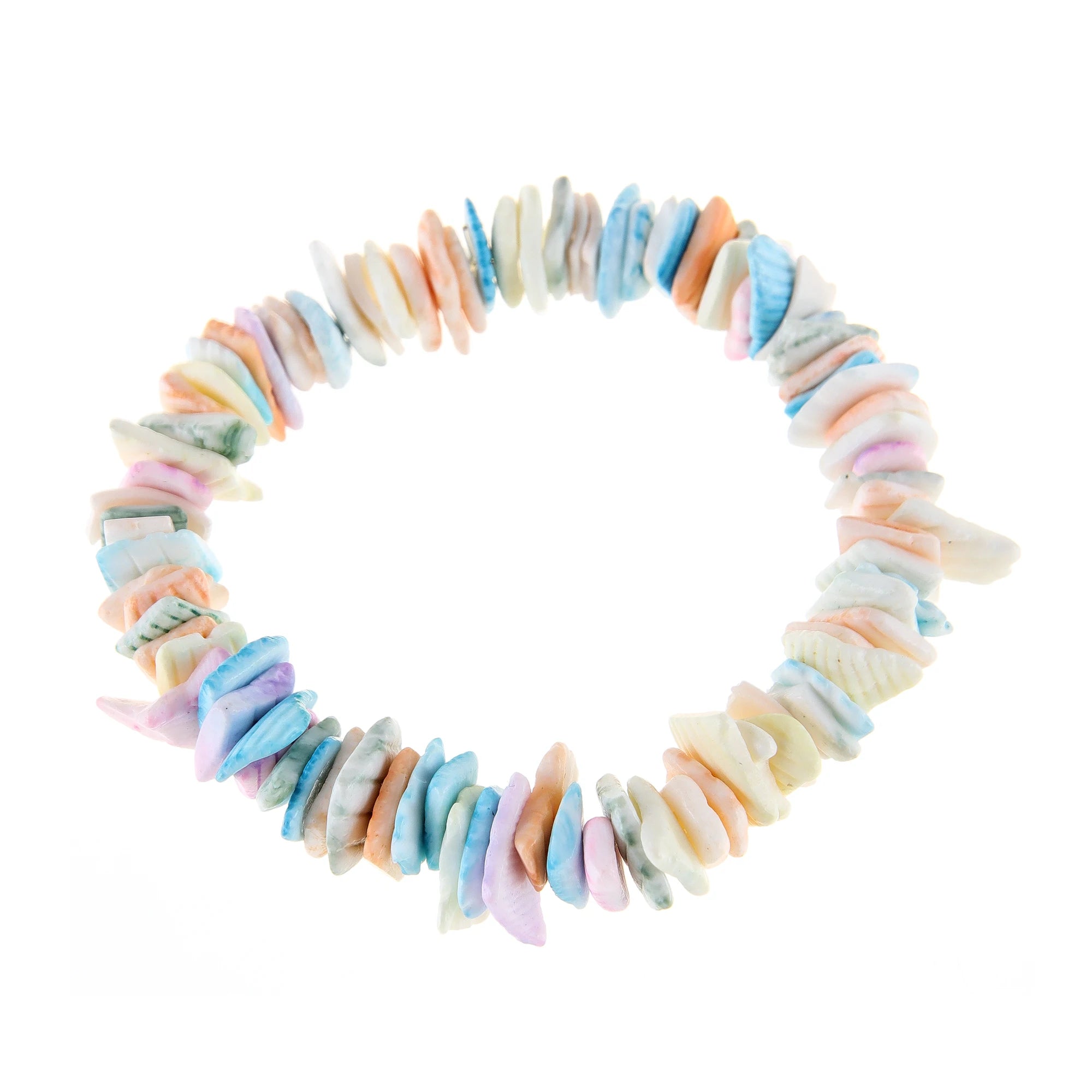 Hand Beaded Colored Elastic Shell Bracelet  (5-024)
