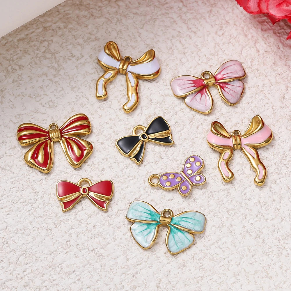 2Pcs/Pack Stainless Steel 5 Styles Butterfly Shape Pendants for Handmade DIY Women Man Hoop Earring Jewelry Making Supplies
