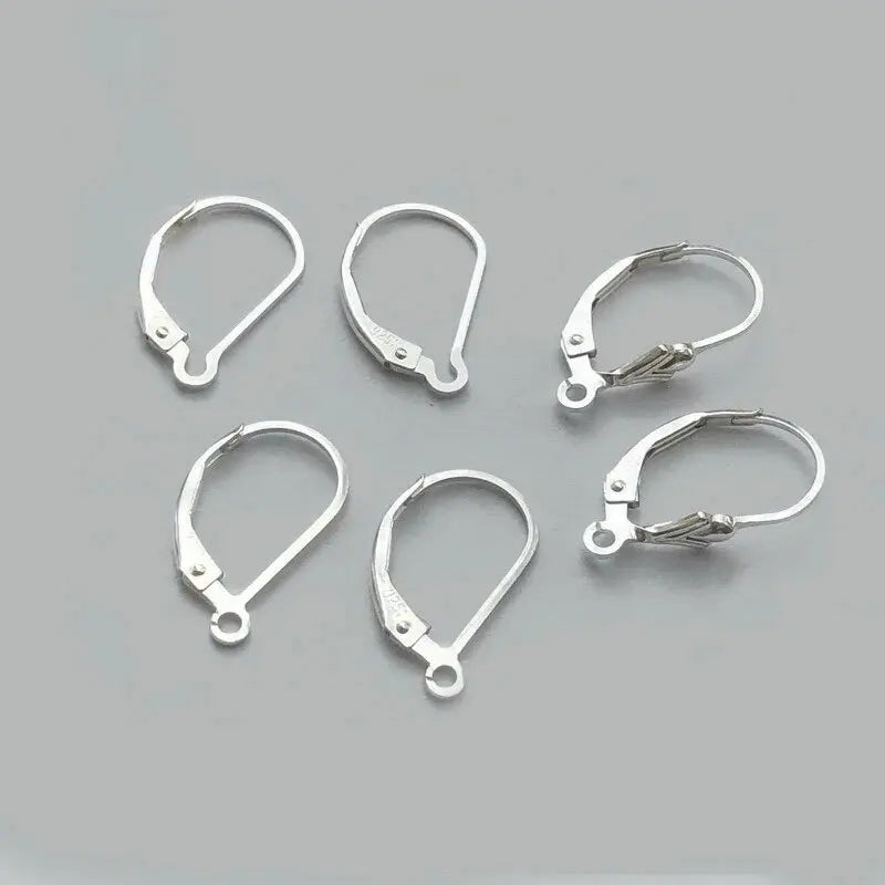 925 Sterling Silver Fleur De Lis Leverback w / Ring Plain Leverback Silver Ear Wire for Jewelry Accessories Clasp for Earri