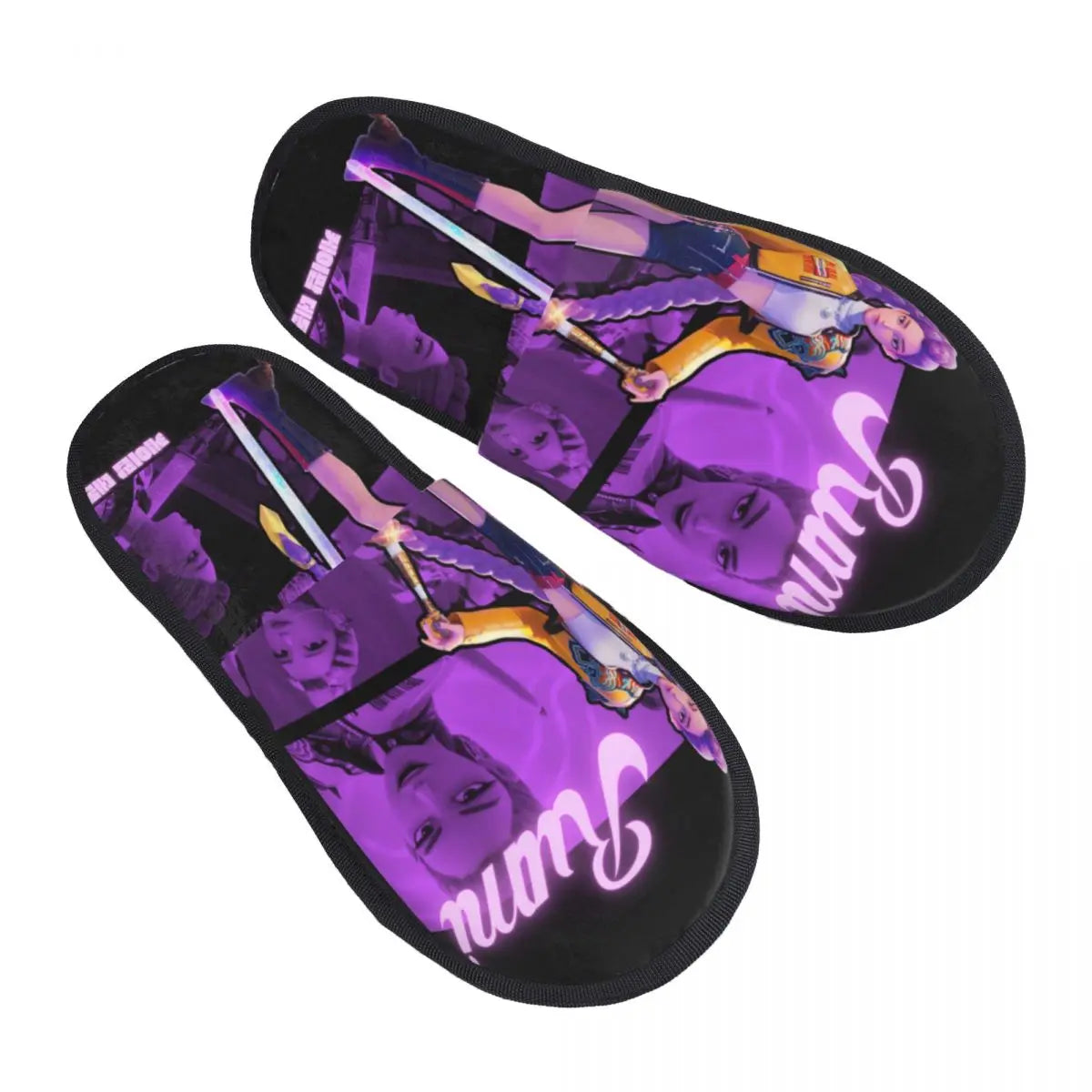 Custom Print Women Zoey Huntrix Kpop Demon Hunter House Slippers Cozy Warm Memory Foam Fluffy Slipper Indoor Outdoor Shoes