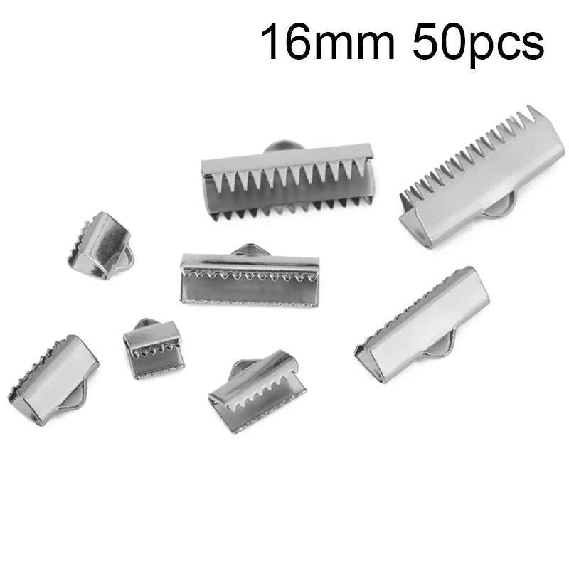 20 50 pcs PVD Never Fade Stainless Steel End Clasps Fastener Caps Connectors Clasps For Flat Leather Cord Diy Jewelry Making