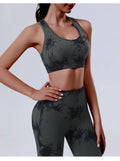 Women's Tie-Dye Yoga Set Tank Top & High-Waisted Leggings Cut-Out Design Breathable 4-Way Stretch Workout Gym Fitness Outfit