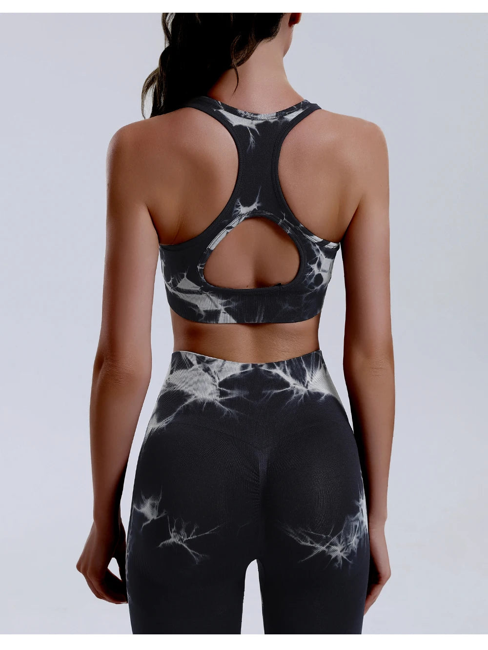 Women's Tie-Dye Yoga Set Tank Top & High-Waisted Leggings Cut-Out Design Breathable 4-Way Stretch Workout Gym Fitness Outfit