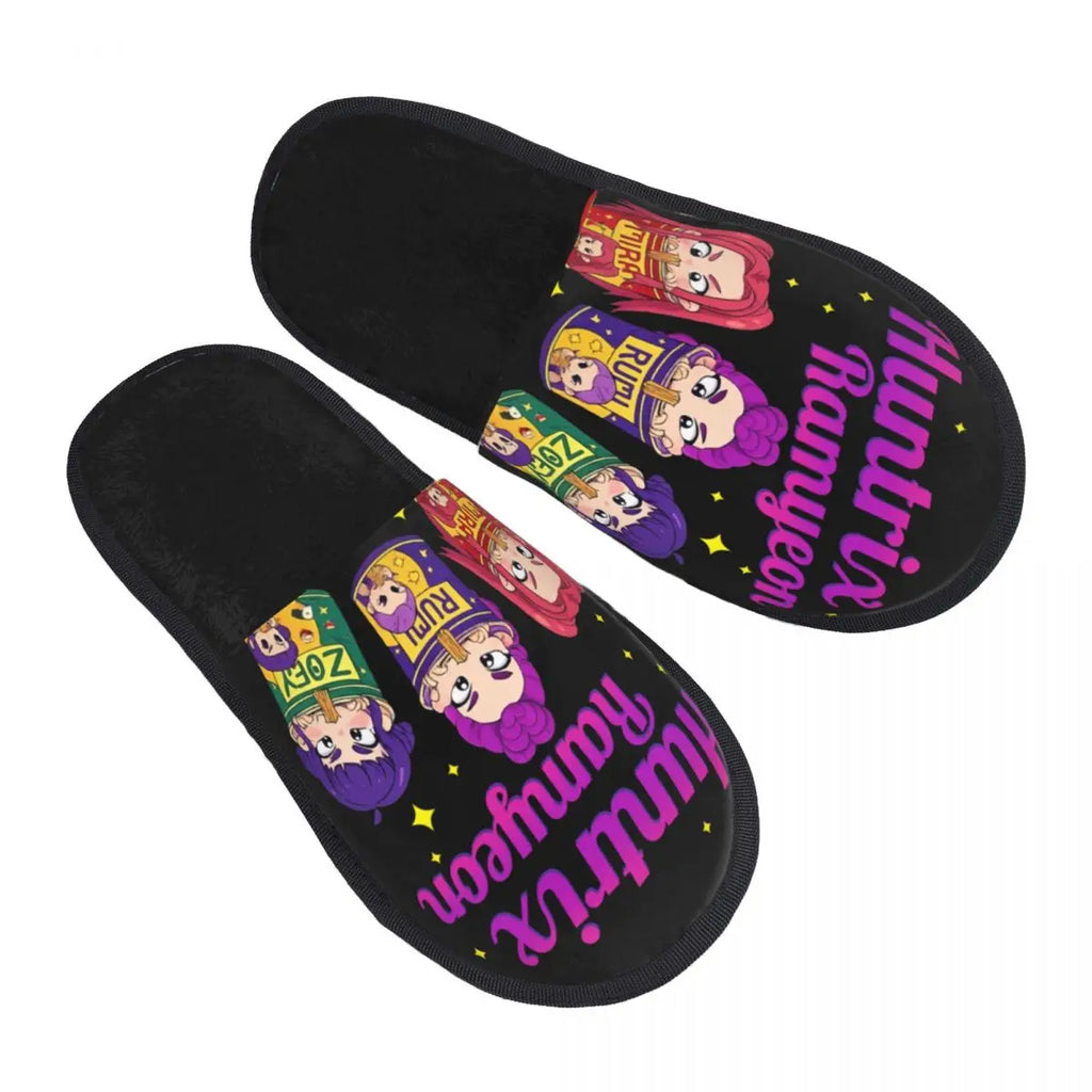 Kpop Demon Hunters Huntrix Soft Scuff Memory Foam Slippers Women Spa House Shoes