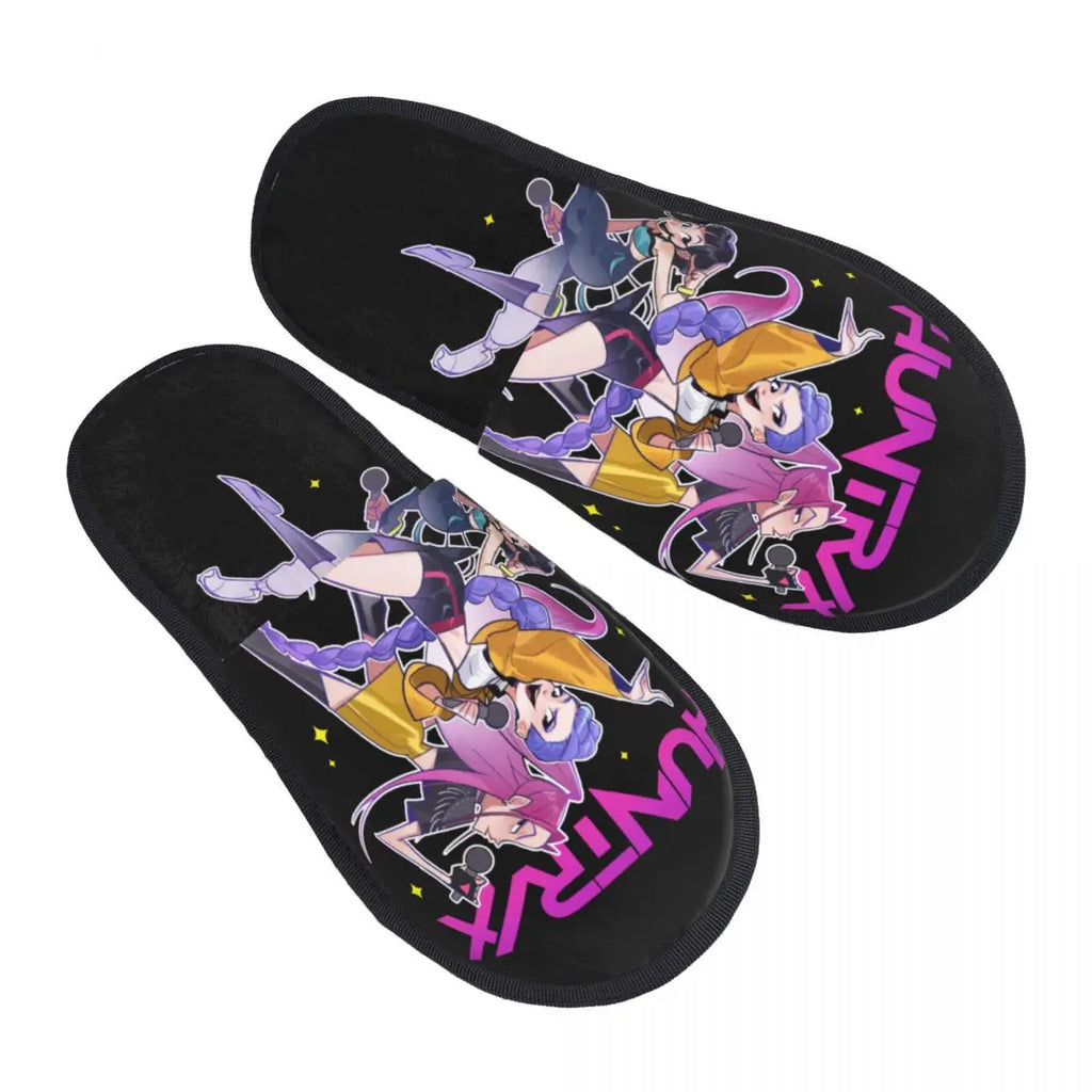 Kpop Demon Hunters Huntrix Soft Scuff Memory Foam Slippers Women Spa House Shoes
