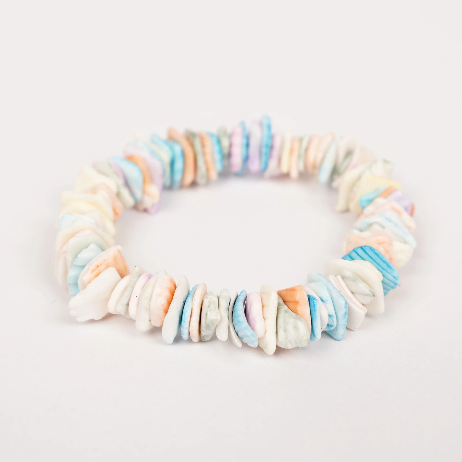 Hand Beaded Colored Elastic Shell Bracelet  (5-024)