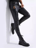 Genuine Sheepskin Leather Pants Windproof Warm Motorcycle Slim Fit Cool Autumn Winter Knight Pants