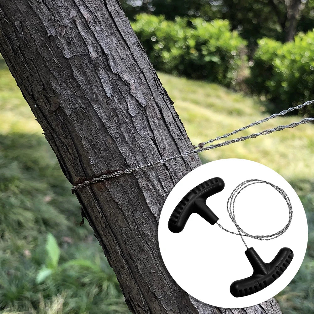 70CM Manual Steel Rope Chain Saw with Finger Handle Hand Cable String Saw Mini Manual Cutting Chain Saw for Camping and Travel