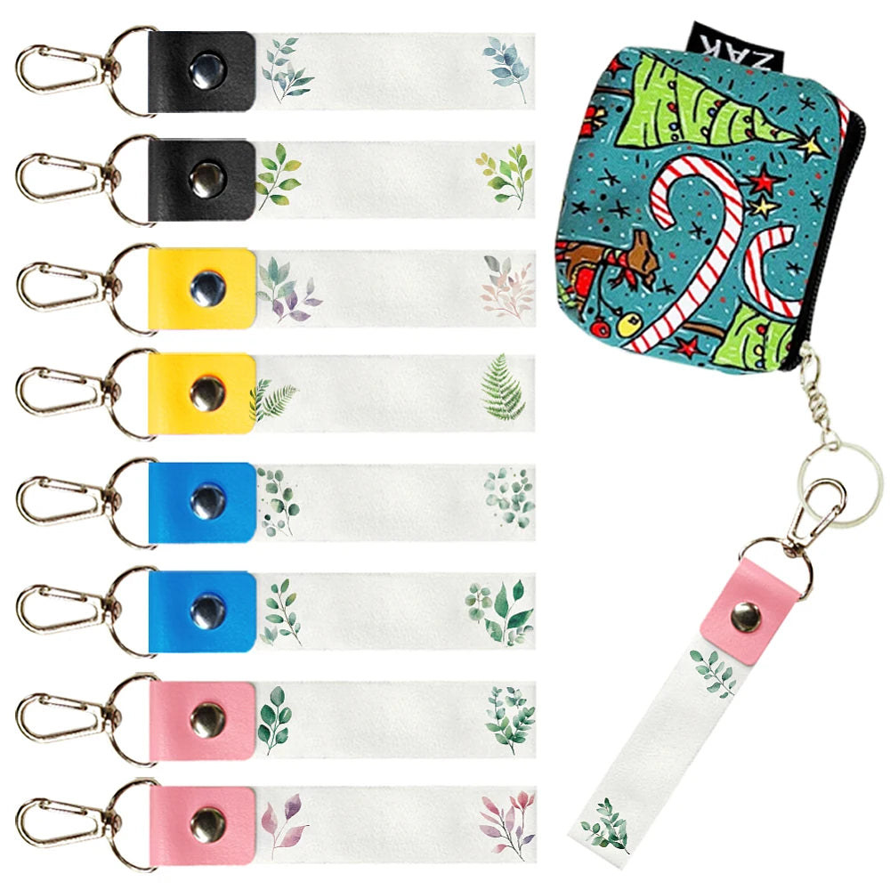 PU Leather Cotton Name Marker Keychain with Zinc Alloy Keychain Leaf 13x2cm