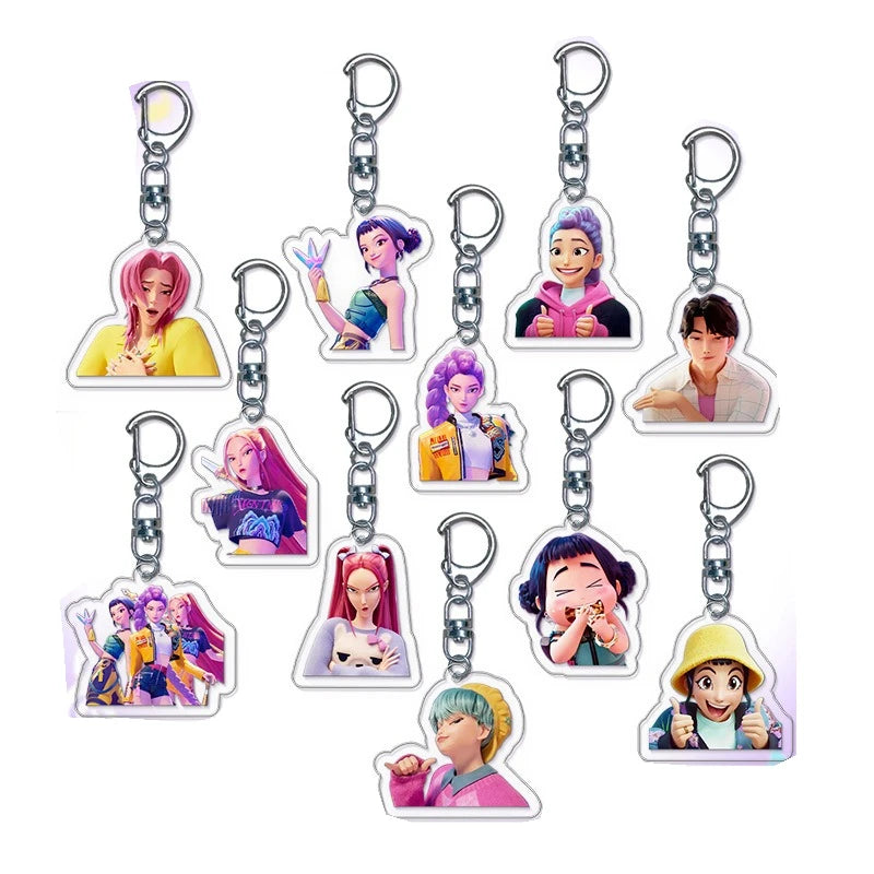 New Kpop Demon Hunters Huntrix Saja Boys Mystery Keychains Accessories Rumi Zoey Jinu Mira Key Ring Acrylic Keyrings Fans Gifts