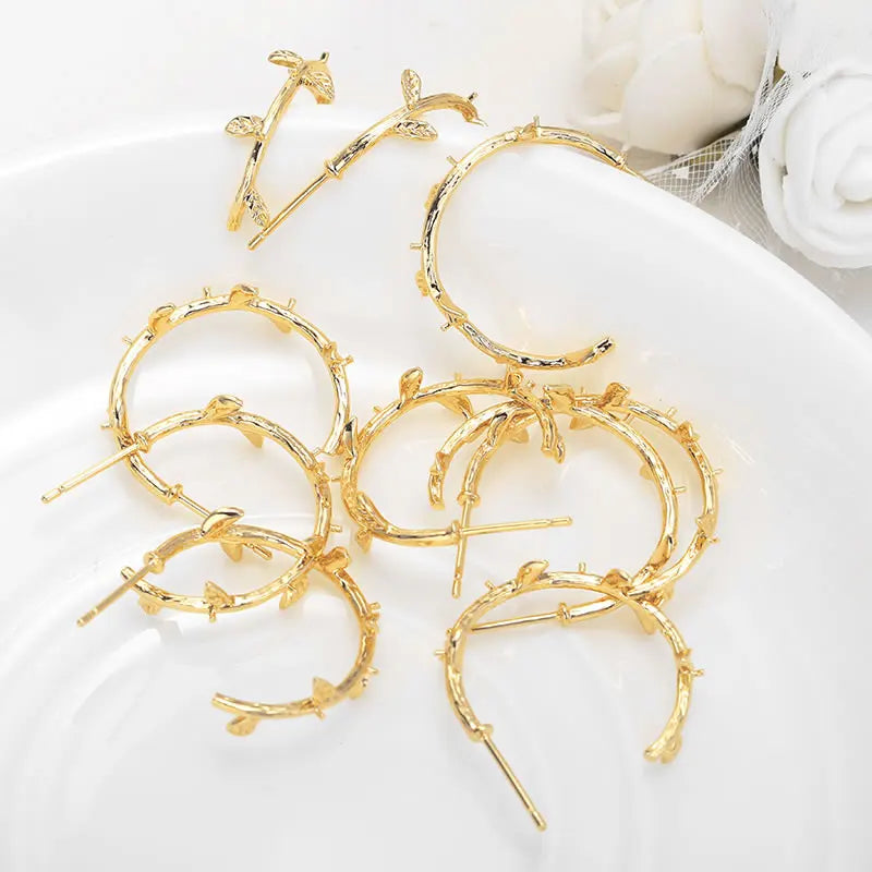 6PCS 18K Gold Color Brass with Half Pin Round Stud Earrings High Quality Jewelry Making Supplies Necklace Accessories for Women