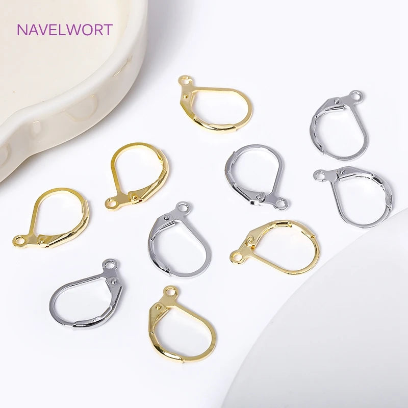 Fashion French Earring Lever-Back Earwires 18K Gold Plated Earring Hooks With Closed Ring For DIY Earring Making Accessories