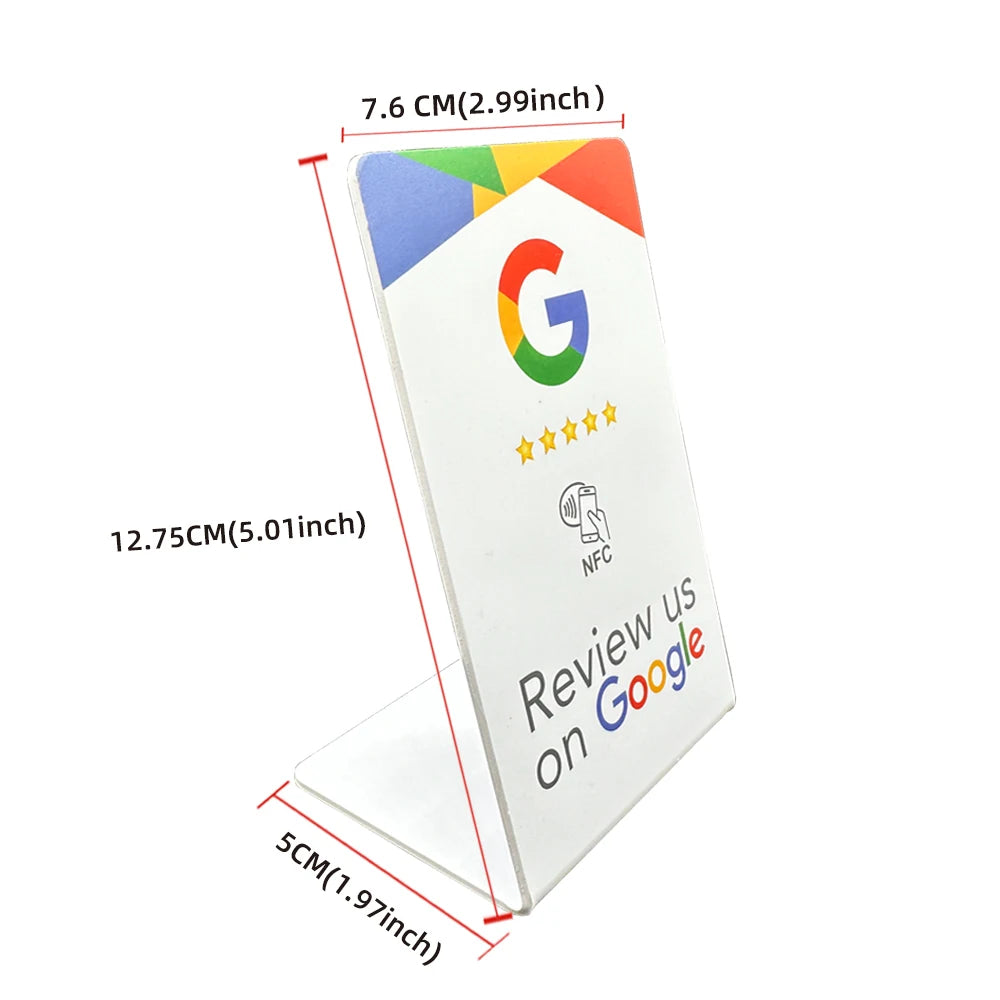 NFC 215 Programmable Google Review Acrylic Stickers Card NFC Station Table 13.56Mhz Waterproof NFC Stand Google Review Card