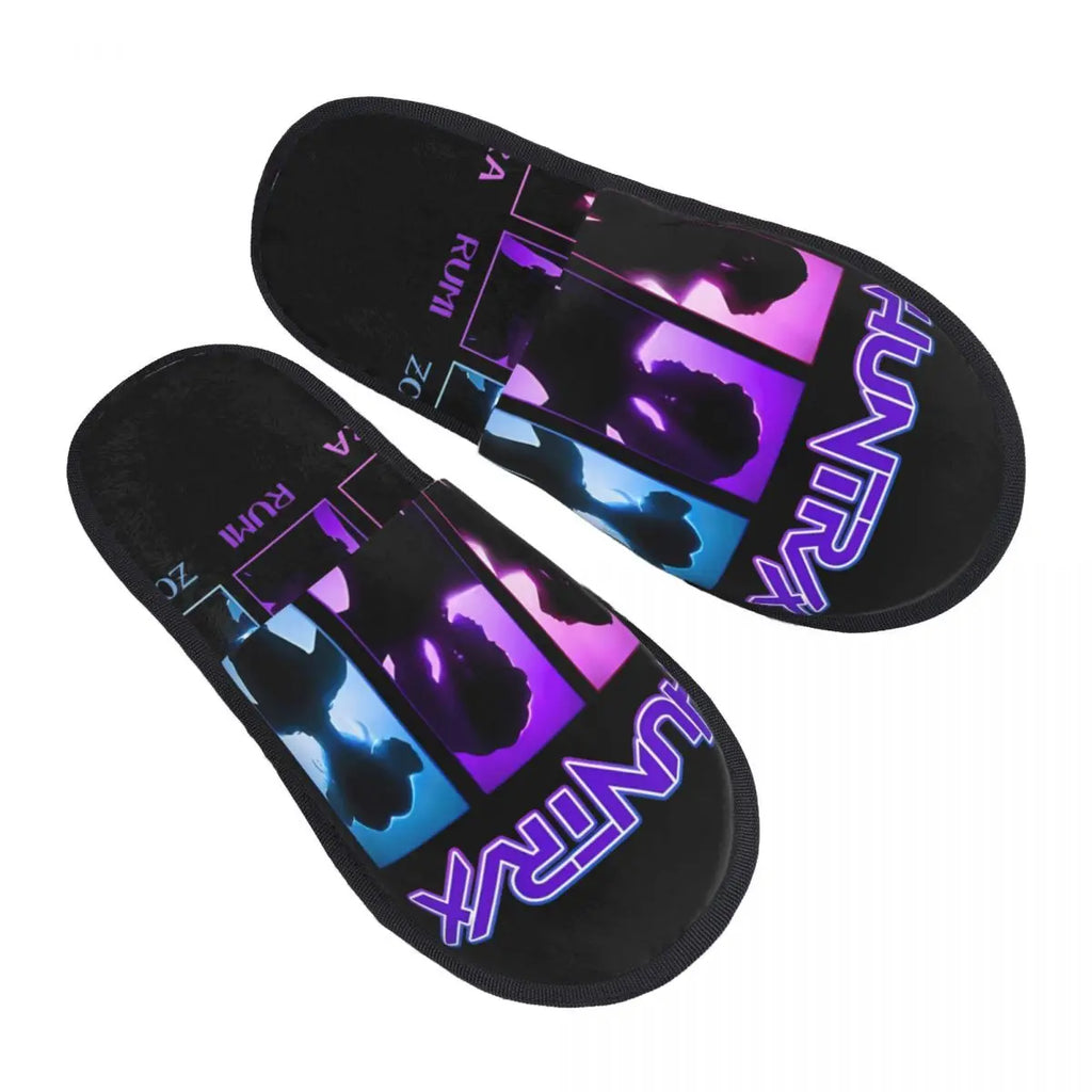 Kpop Demon Hunters Huntrix Soft Scuff Memory Foam Slippers Women Spa House Shoes