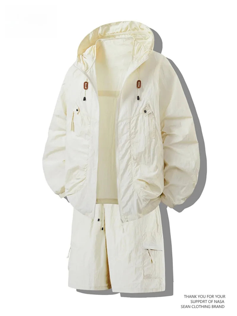 Ice Silk Dry Summer Lightweight Outdoor Men's Sun Protection Clothing Set Breathable Cool Feeling Long Jacket
