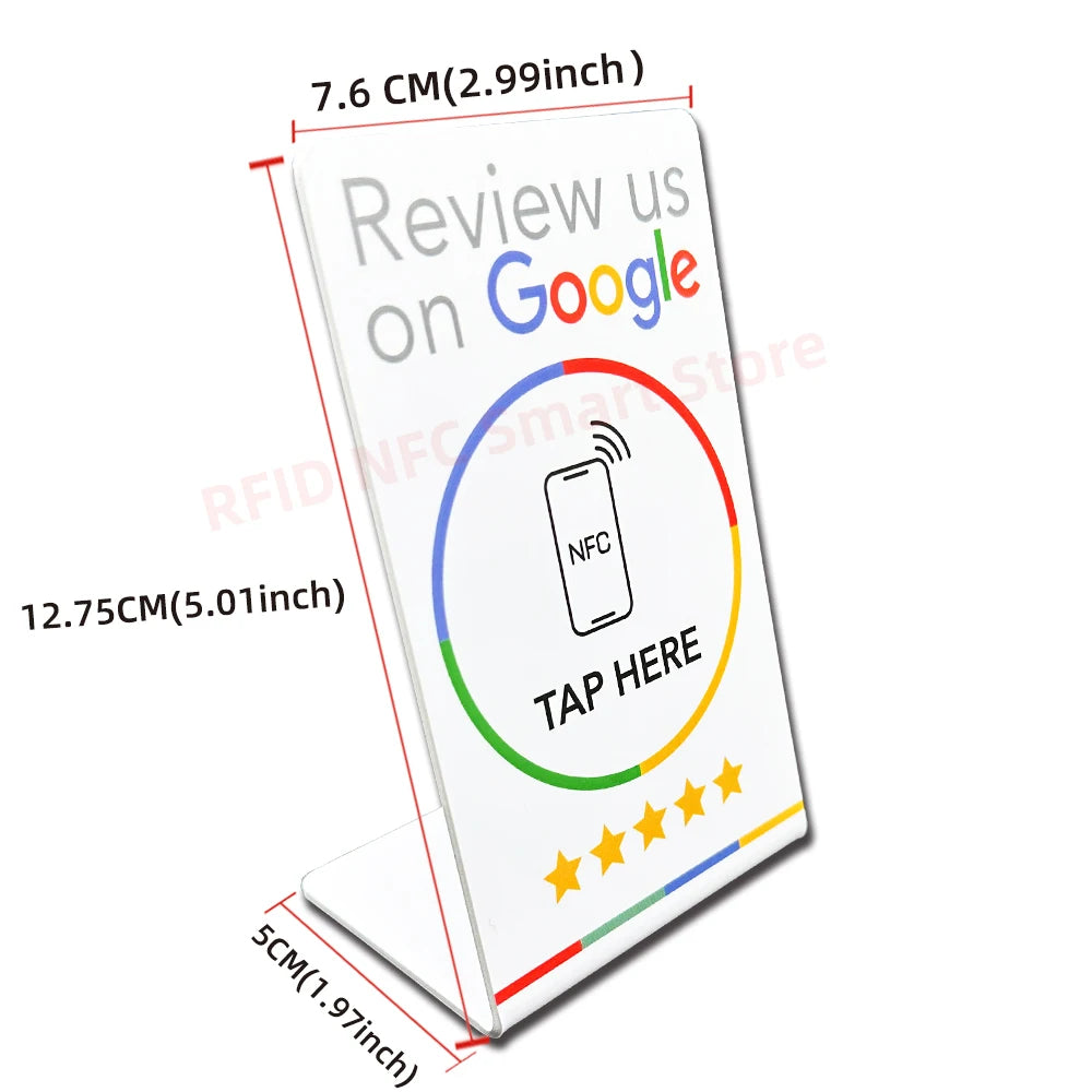 NFC 215 Programmable Google Review Acrylic Stickers Card NFC Station Table 13.56Mhz Waterproof NFC Stand Google Review Card