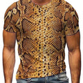 Men'S 3D Print Snake Graphic T-Shirt - Soft Polyester, Short Sleeve, Round Neck, All-Season Comfort,