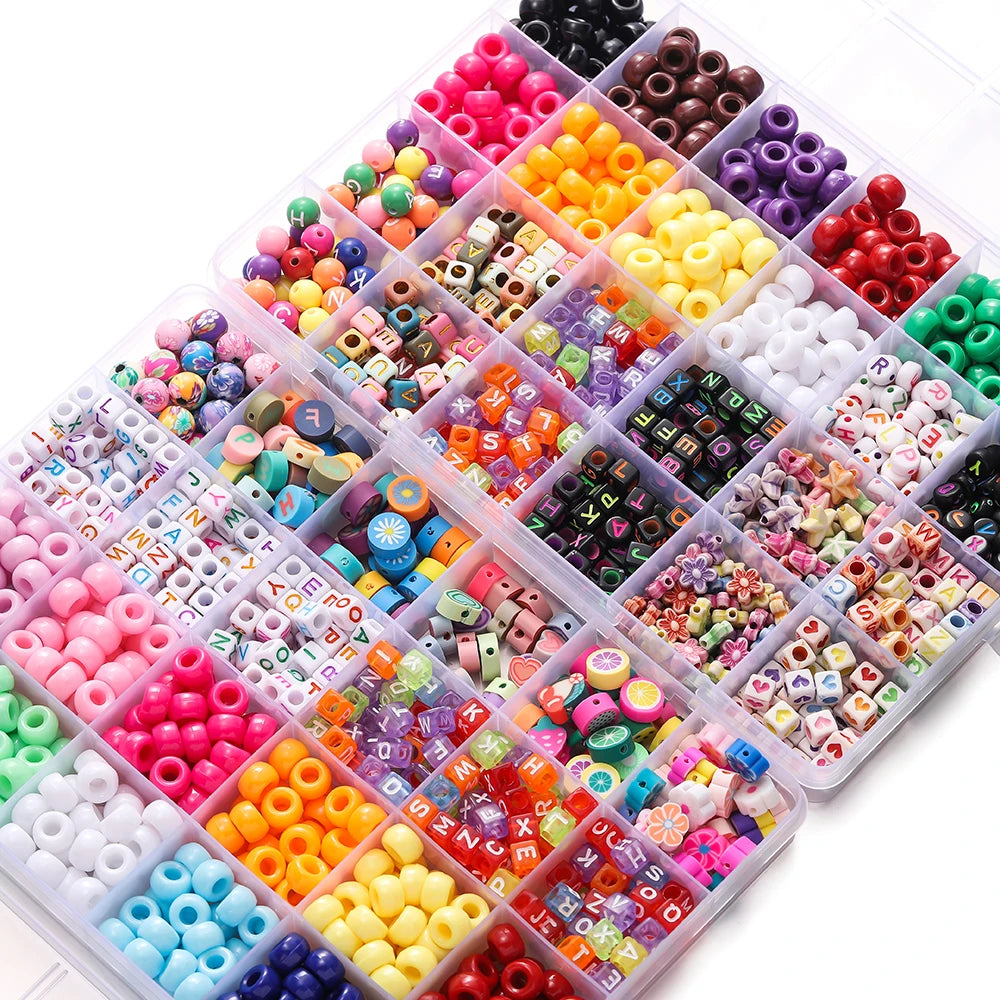 650pcs/set 24 Colors Letter Beads Set Material Acrylic Loose Spacer Beads DIY Jewelry Bracelet Necklaces Accessories