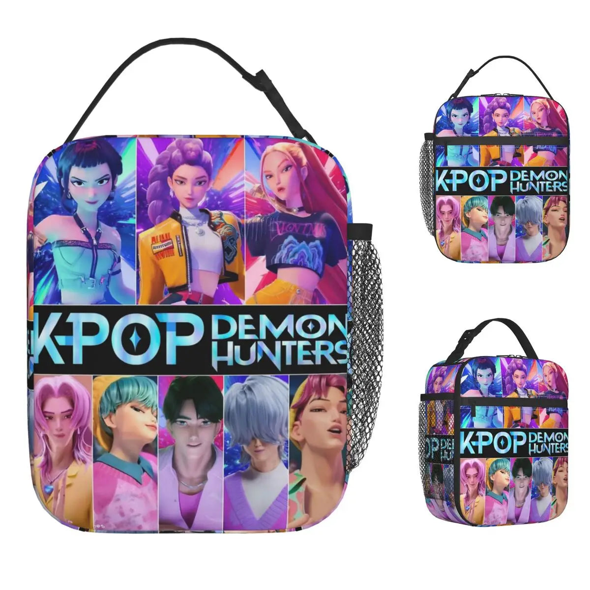 Kpop Demon Hunters HUNTRIX Saja Boys Thermal Insulated Lunch Bags for School Portable Food Container Thermal Cooler Lunch Boxes