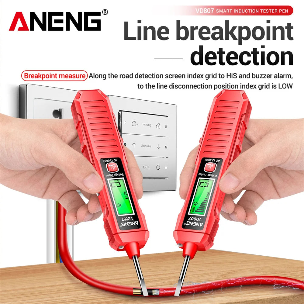 ANENG VD807 One-word Induction Portable 50/60Hz Smart Electric Pen Tester NCV Sensor AC 12-300V Non-contact Wire Detector Tools