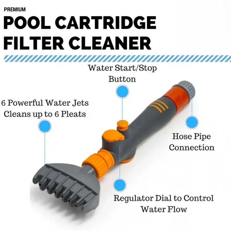 Portable Pool Filter Cleaning Brush with Ergonomic Orange Grip, Durable Plastic Handle for Easy Maintenance & Swimming Pool Care