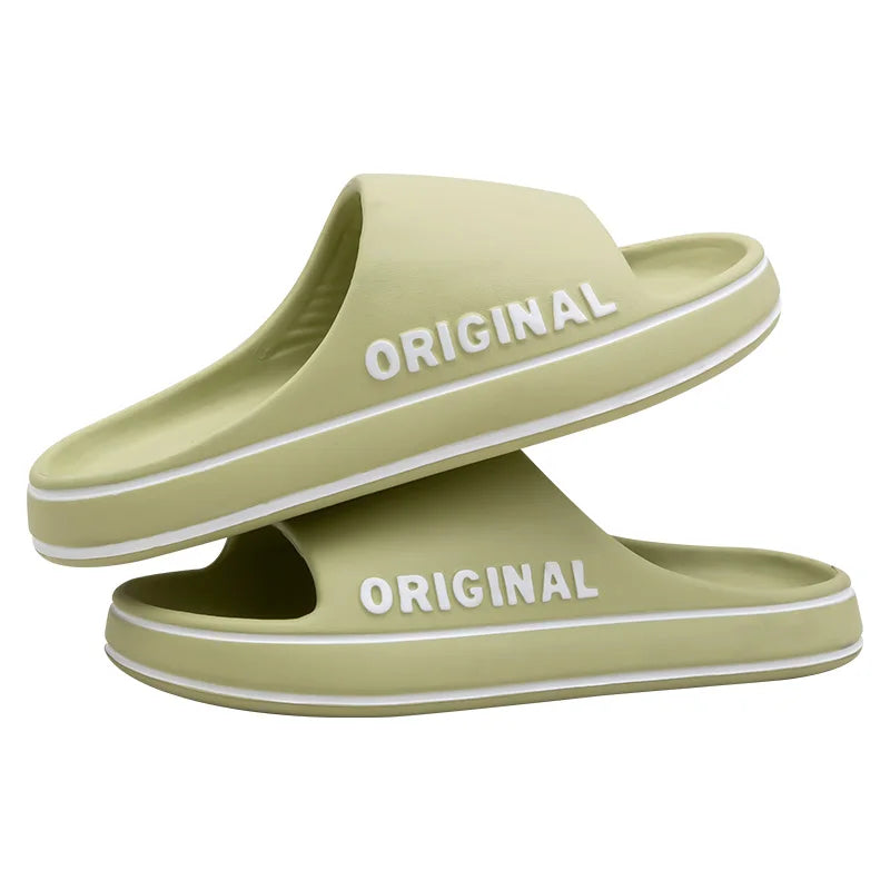 Feslishoet Women Letter Slippers Beach Slides Solid Color Mens Thick Sole Indoor Outdoor Bathroom Anti Slip Shoes Summer Sandal