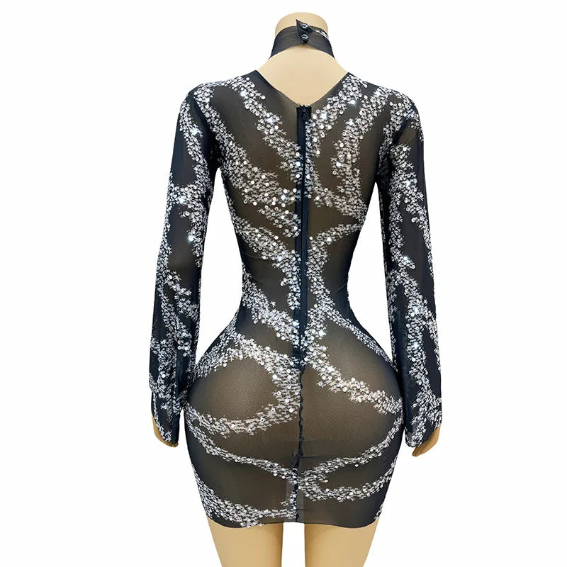 Costume Nightclub Bar Perspective Slim Fit Dress Performance Model Walk Show Banquet Party Dress Vestido De Fiesta De Graduación