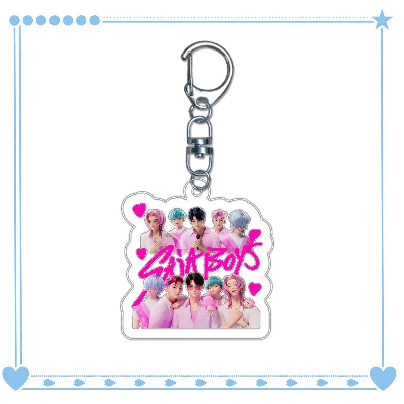 New Kpop Demon Hunters Huntrix Saja Boys Mystery Keychains Accessories Rumi Zoey Jinu Mira Key Ring Acrylic Keyrings Fans Gifts