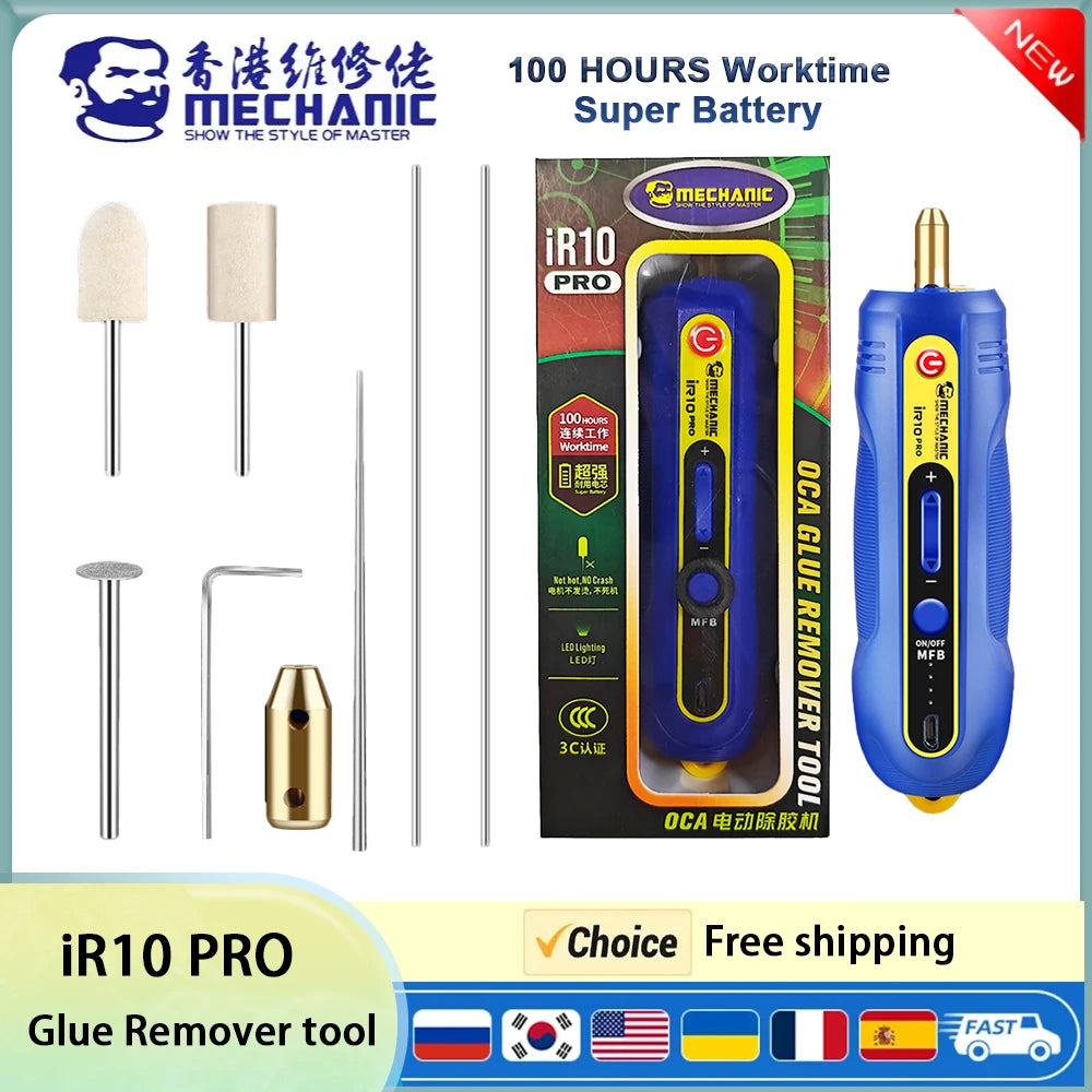 MECHANIC iR10 PRO Electric Glue Remover Pen 6in1 third gear adjustable for Mobile Phone LCD Screen Glue Remover Polishing Tool
