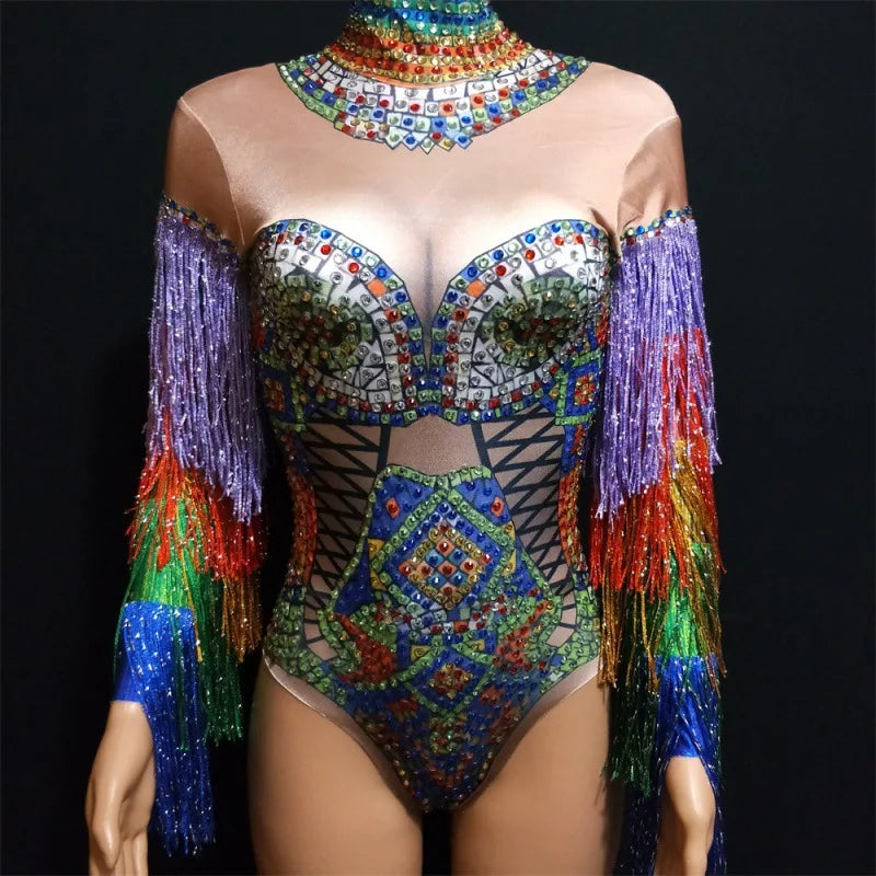 Night Club Party Party Performance Sexy Stage Costume Rhinestone Stretch Slim Jumpsuit Vestidos De Fiesta Evening Dresses Luxury