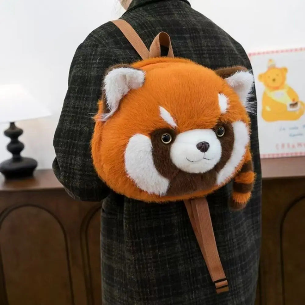 Plush Toy Red Panda Plush Bag Flower Adjustable Raccoon Backpacks Soft Stuffed Plush Doll Schoolbags Kindergarten
