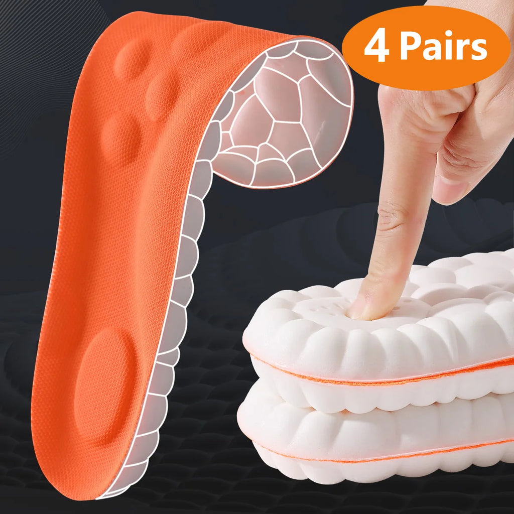 4D Sport Insole Super Soft Shoes Sole Pads for Feet Shock Absorption Baskets Shoe Sole Arch Support Orthopedic Inserts