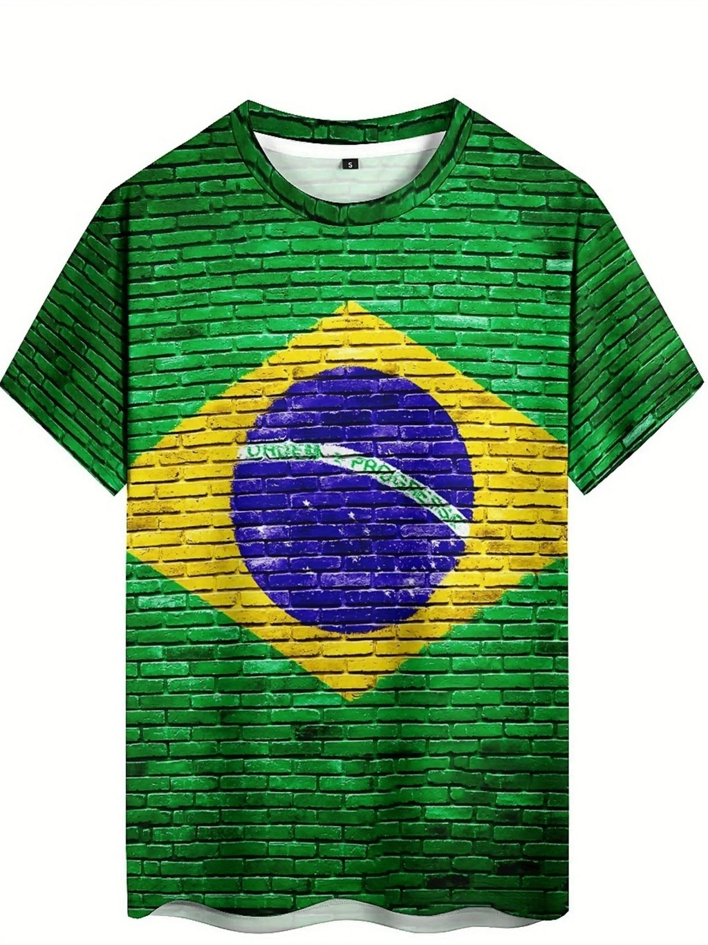 Men's & Women's Brazilian Flag 3D Print T-Shirt - Loose Fit Plus Size, Soft Breathable Polyester, Lightweight 180gsm Fabric