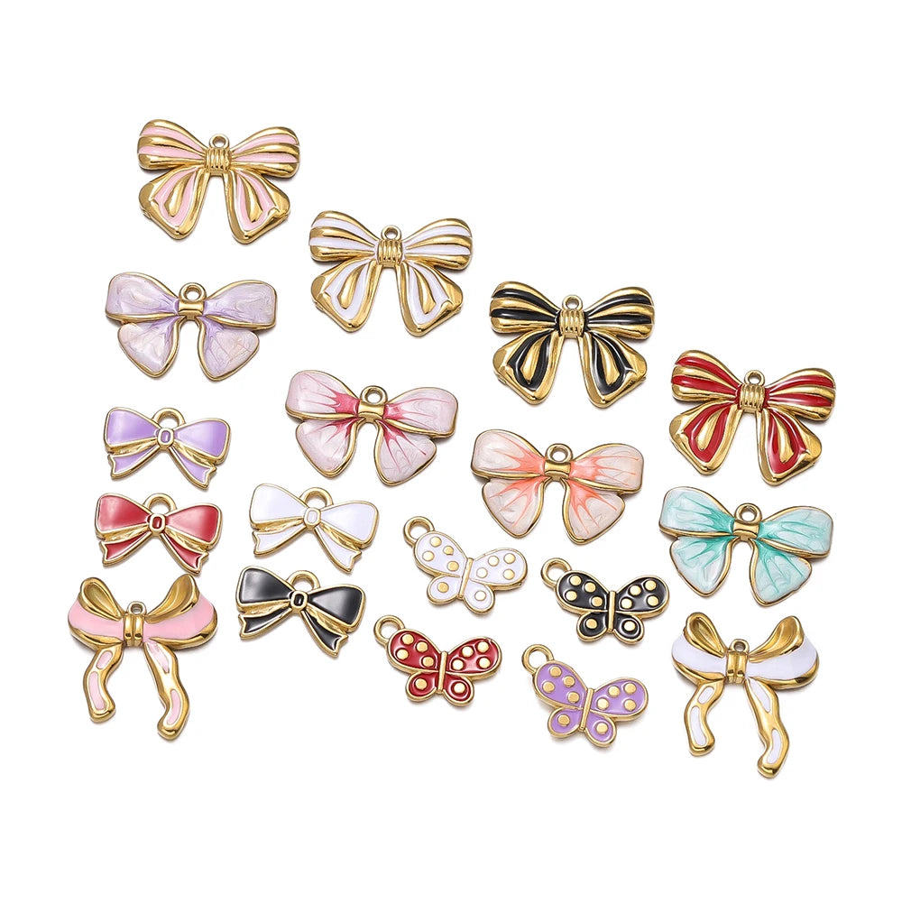 2Pcs/Pack Stainless Steel 5 Styles Butterfly Shape Pendants for Handmade DIY Women Man Hoop Earring Jewelry Making Supplies