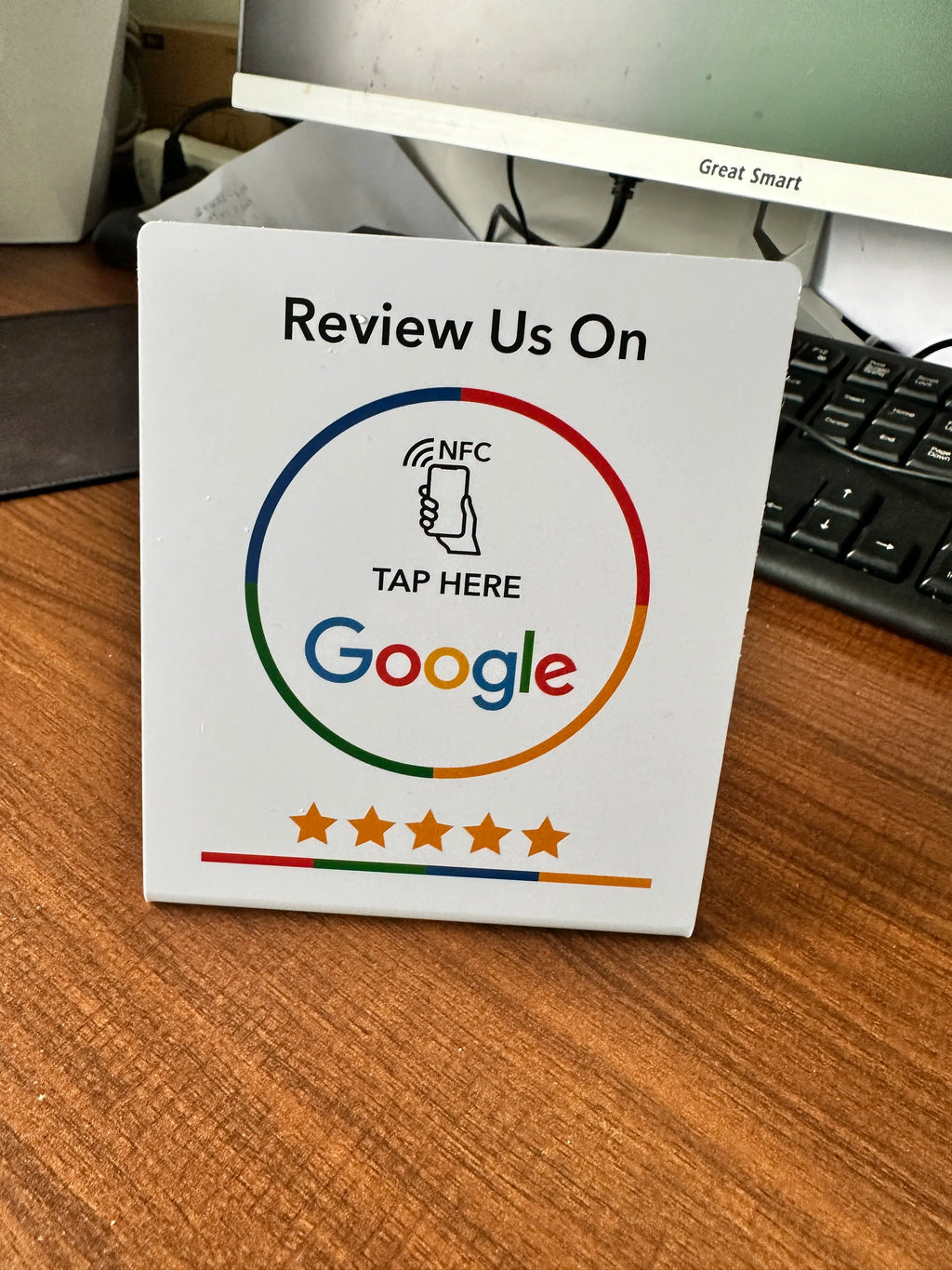 NFC 215 Programmable Google Review Acrylic Stickers Card NFC Station Table 13.56Mhz Waterproof NFC Stand Google Review Card
