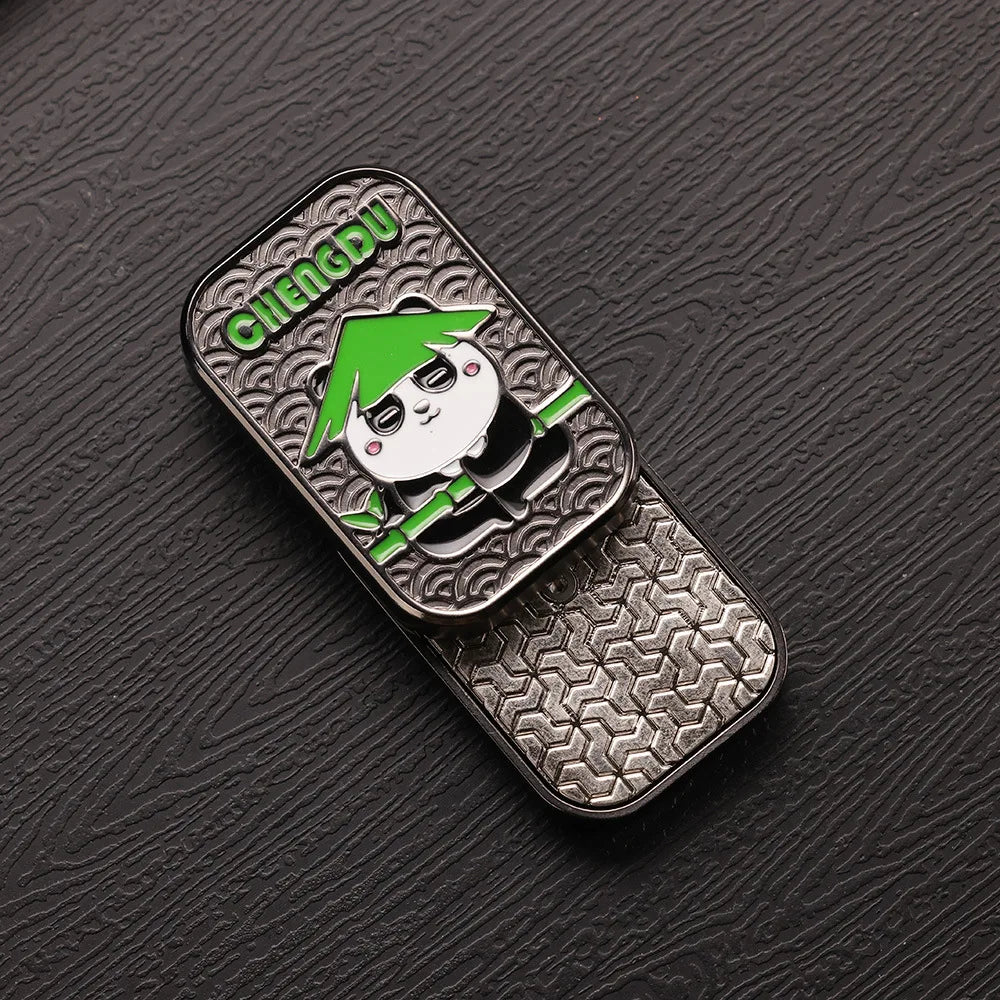 Kung Fu Panda Magnetic Push Card Pushing Plate Mechanical Slider Haptic Coin EDC Mini Fidget Stress Reducing Toys Antistresse