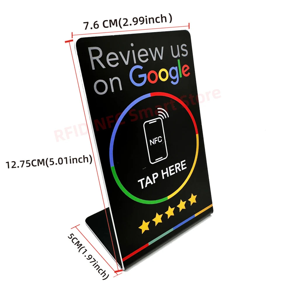 NFC 215 Programmable Google Review Acrylic Stickers Card NFC Station Table 13.56Mhz Waterproof NFC Stand Google Review Card