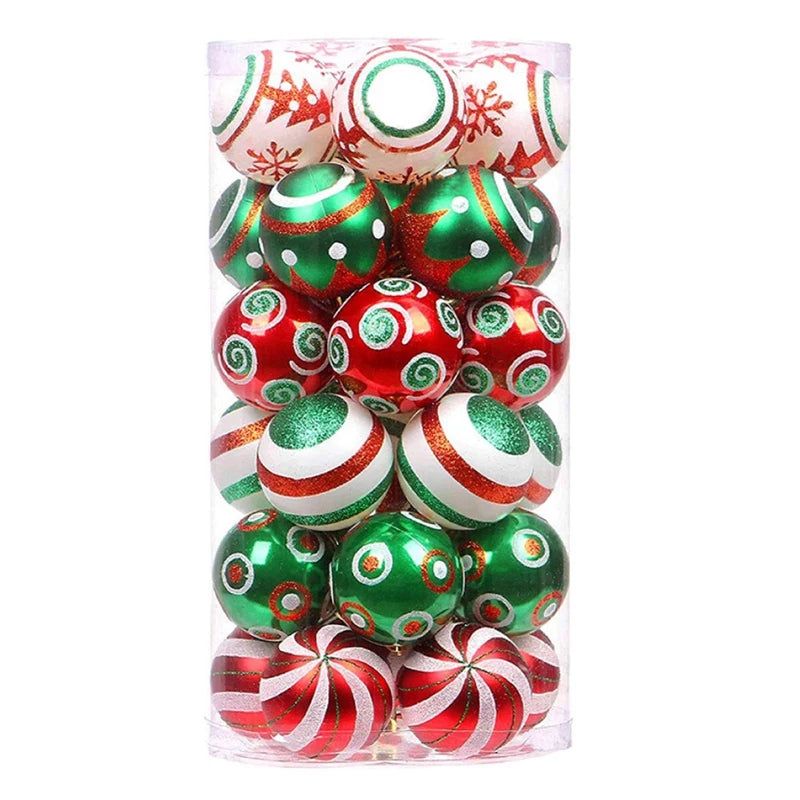 Christmas decoration ball30 Pcs Christmas Ball Ornaments Red Green and White Hanging Christmas Ball