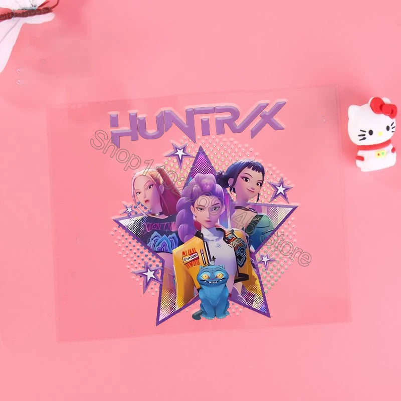 Kpop Demon Hunter Cartoon 3D Transfer Sticker UV DTF Stickers Kawaii Water Cup Water Bottle Lunch Box DIY Waterproof Sticker