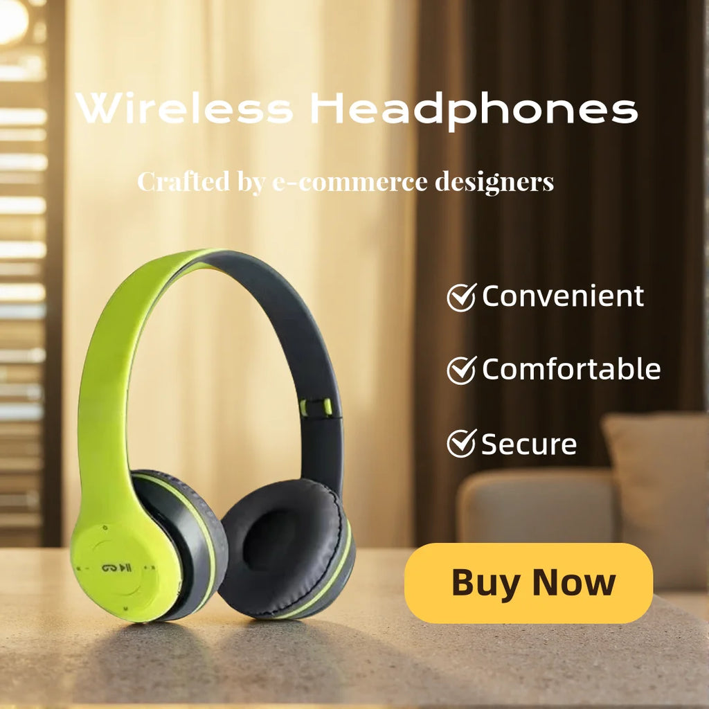 Foldable Bluetooth Headphones Wireless Overhead Earphones with Microphone Volume Control for iPhone And Android Game Headset