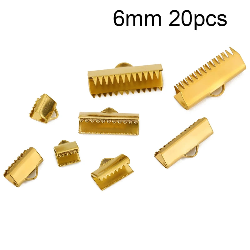 20 50 pcs PVD Never Fade Stainless Steel End Clasps Fastener Caps Connectors Clasps For Flat Leather Cord Diy Jewelry Making