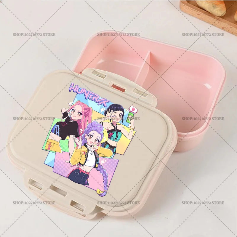 New Kpop Demon Hunter Bento Box Anime Huntrix Lunch Boxes with Dinnerware Girls School Picnic Food Storage Fruit Container Gift