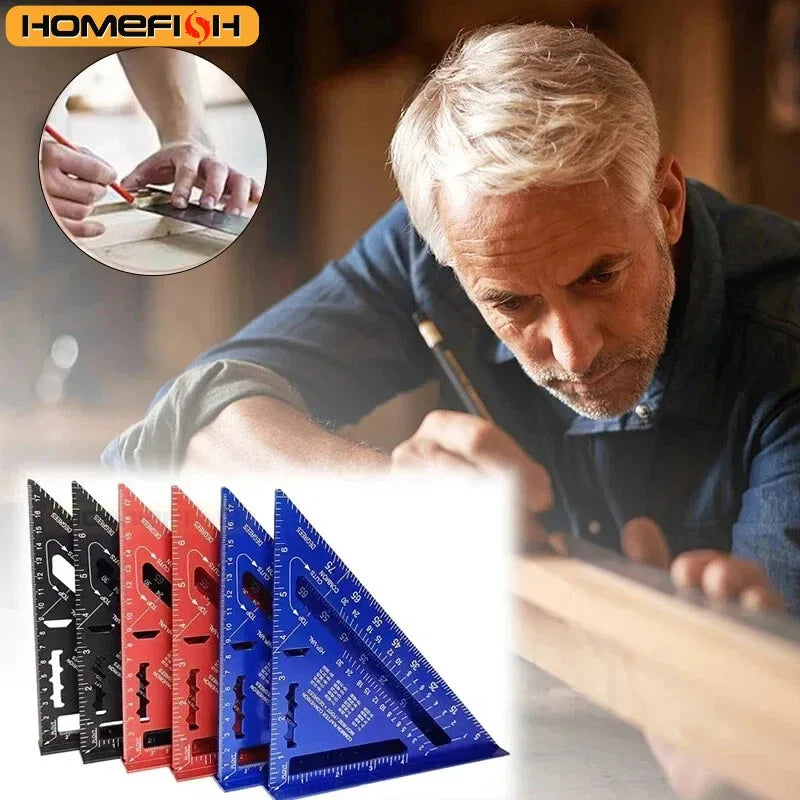 7 Inch Aluminum Alloy Speed Square, Dual Inch/Metric Angle Ruler for Woodworking & Carpentry