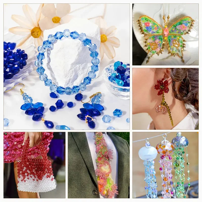 Bracelets Making Kit Glass Crystal Beads Kit for Jewelry Making Assorted Crystal Beads for Jewelry DIY Crafts or Home Ornaments