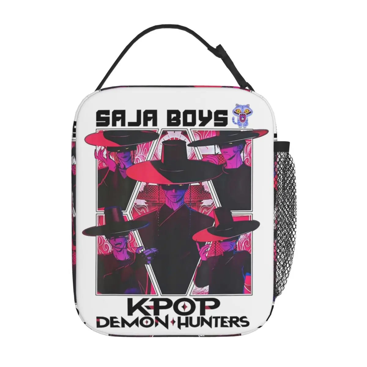 Kpop Demon Hunters Boys Team Retro Style 90s Insulated Lunch Bags Portable Meal Container Cooler Bag Tote Lunch Box Food Handbag